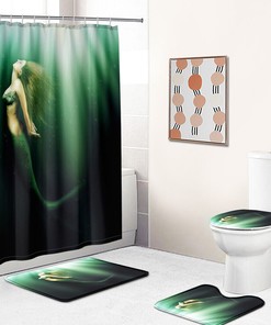 Beautifully Printed Mermaid Fabric Shower Curtain for Bathroom Decor