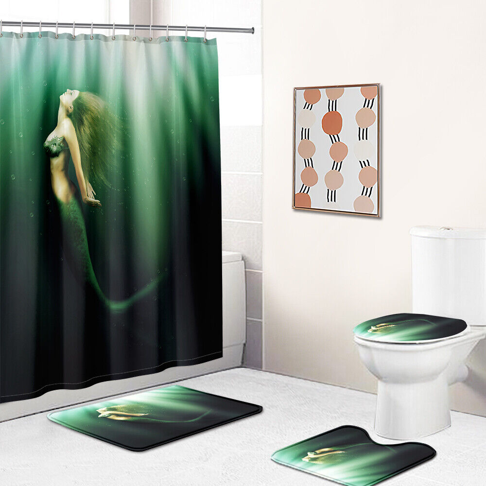 Beautifully Printed Mermaid Fabric Shower Curtain for Bathroom Decor