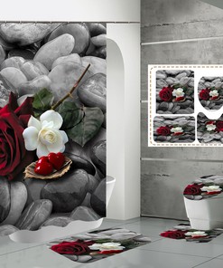 Beautify Your Bathroom with the Pebbles Print Rose Flowers Shower Curtain