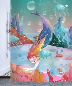 Beauty Fish Printed Shower Curtain - Waterproof for Home Bathing Cover