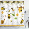 Bee And Daisies Floral Print Shower Curtain For Bathroom Decor