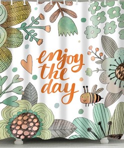 Bee And Flower Print Shower Curtain For Home And Bath