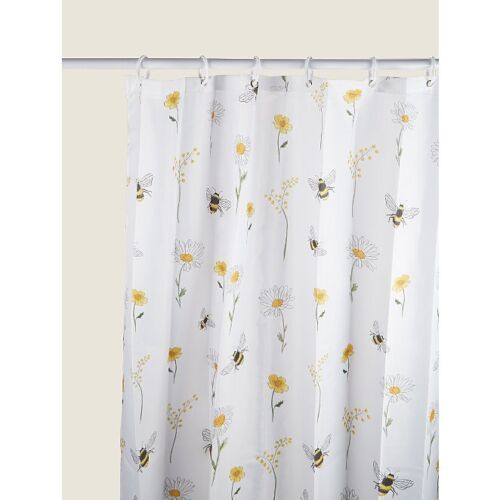 Bee & Daisy Print Shower Curtain Waterproof For Bathroom