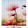 Bee Flying Over Poppy Flowers Shower Curtain For Nature Inspired Bathroom Decor