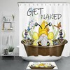 Bee Gnomes Bubbles Bathtub Shower Curtain with Spring Green Leaves 