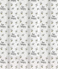 Bee Happy Design Lightweight Shower Curtain For Bathroom - White Bathroom Accessories