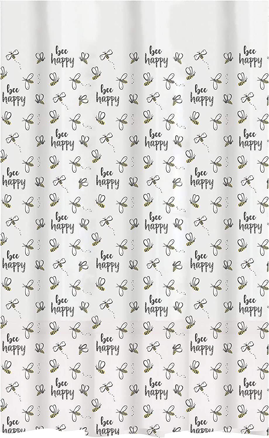 Bee Happy Design Lightweight Shower Curtain For Bathroom - White Bathroom Accessories