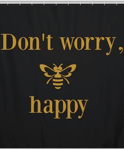 Bee Happy Shower Curtain For Bathroom - Bathtubs Decorative And Waterproof Set To Make You Smile