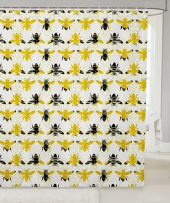 Bee Hexagon Honeycomb Shower Curtain Wildlife Modern Design