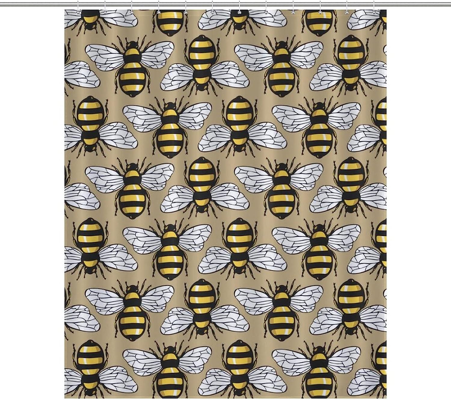 Bee Honey Pattern Shower Curtain Waterproof Fabric
