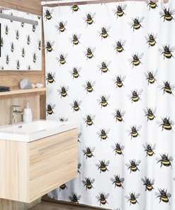 Bee Pattern Print Shower Curtain for Fun and Whimsical Bathroom Decor