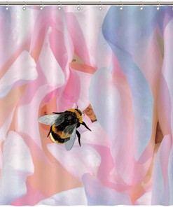 Bee Pattern Shower Curtain Farmhouse Country Bathroom Design
