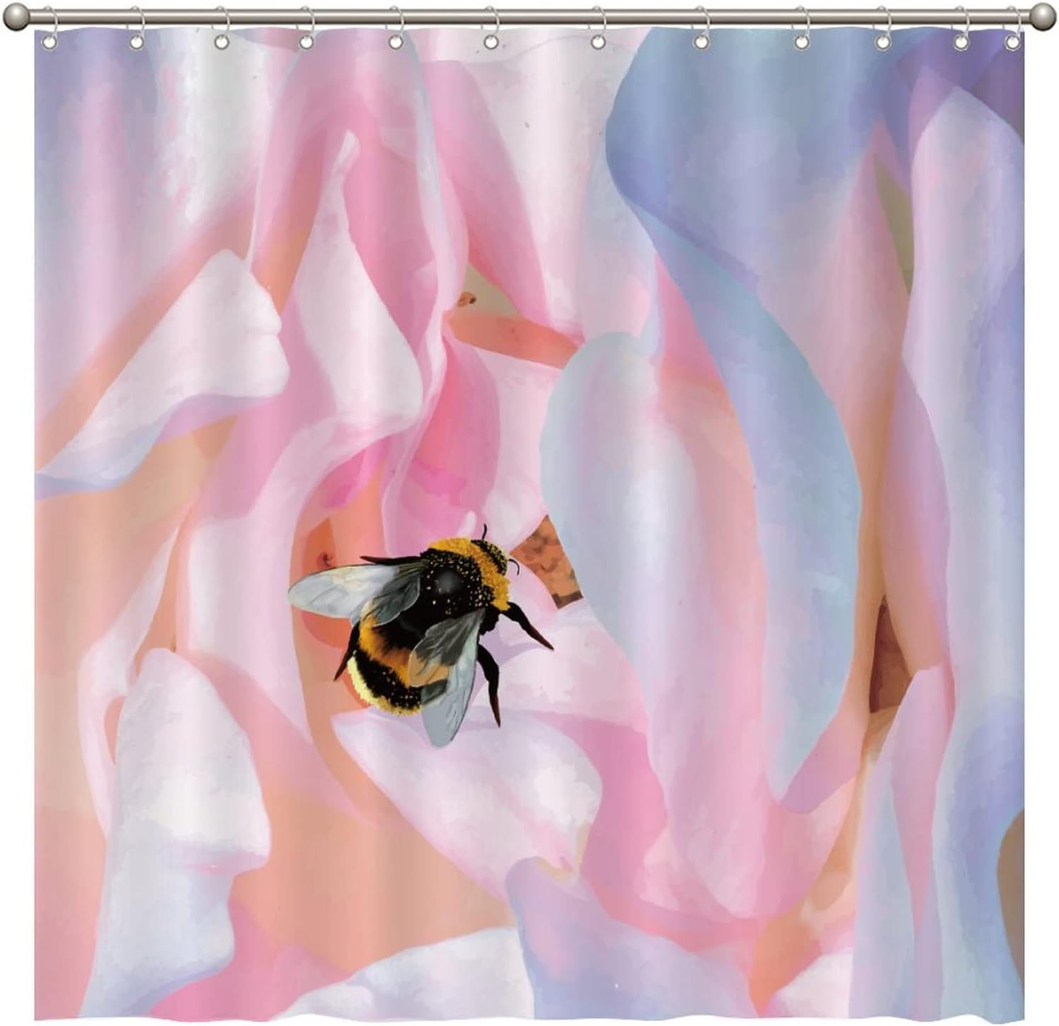 Bee Pattern Shower Curtain Farmhouse Country Bathroom Design