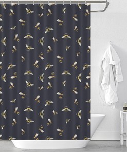 Bee Printed Shower Curtain - This watercolor bee printed shower curtain adds a touch of whimsy to your bathroom decor.