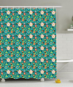 Bee Shower Curtain Fabric Bathroom Decor