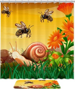 Bee Shower Curtain for a Natural and Wholesome Bathroom Look