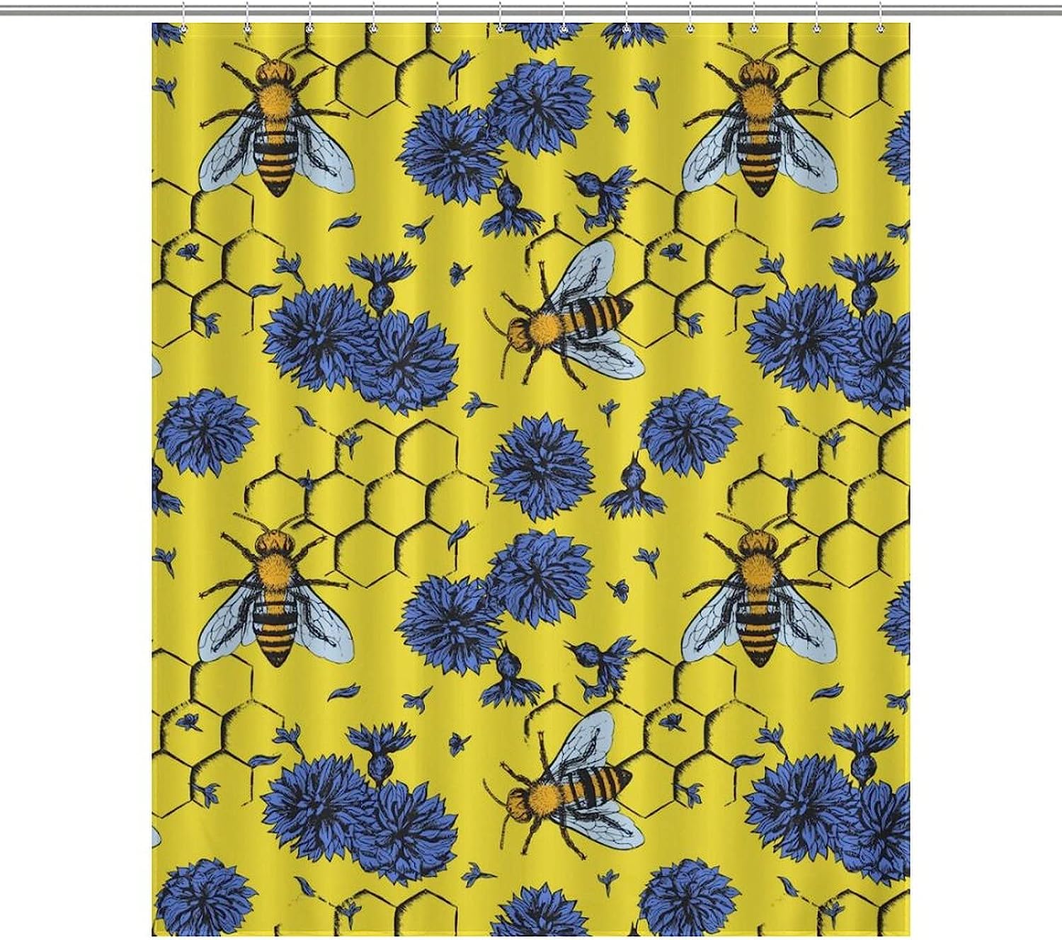 Bees And Flowers Shower Curtain Fashion Bath Curtain