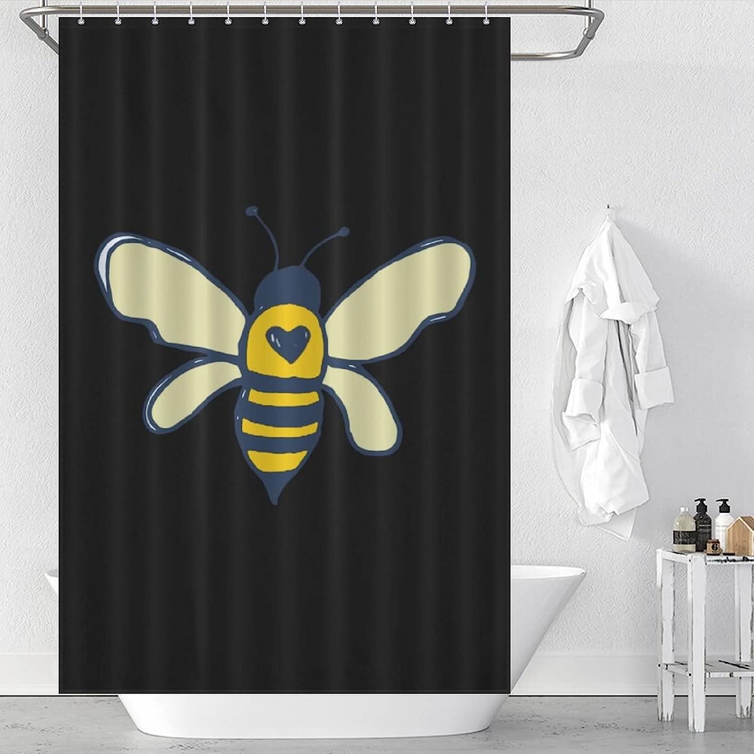 Bees Printed Shower Curtain Waterproof Decoration For Bathroom - Image 3