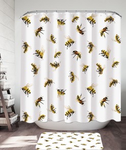 Bees Shower Curtain Modern Design For Bathroom