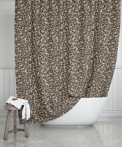 Beige Animal Print Shower Curtain, Elegant Bathroom Decor