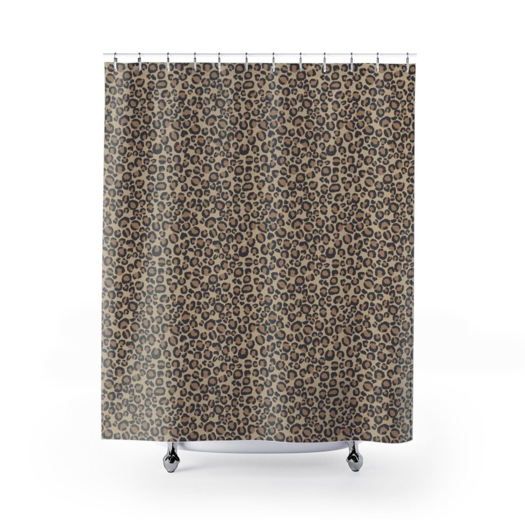 Beige Animal Print Shower Curtain, Elegant Bathroom Decor