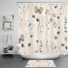 Beige Floral Butterfly Leaf Print Shower Curtain
