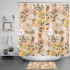 Beige Shower Curtain With White Flower And Green Leaf Print - Perfect For A Serene And Peaceful Bathroom Decor