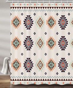 Beige Southwestern Tribal Shower Curtain