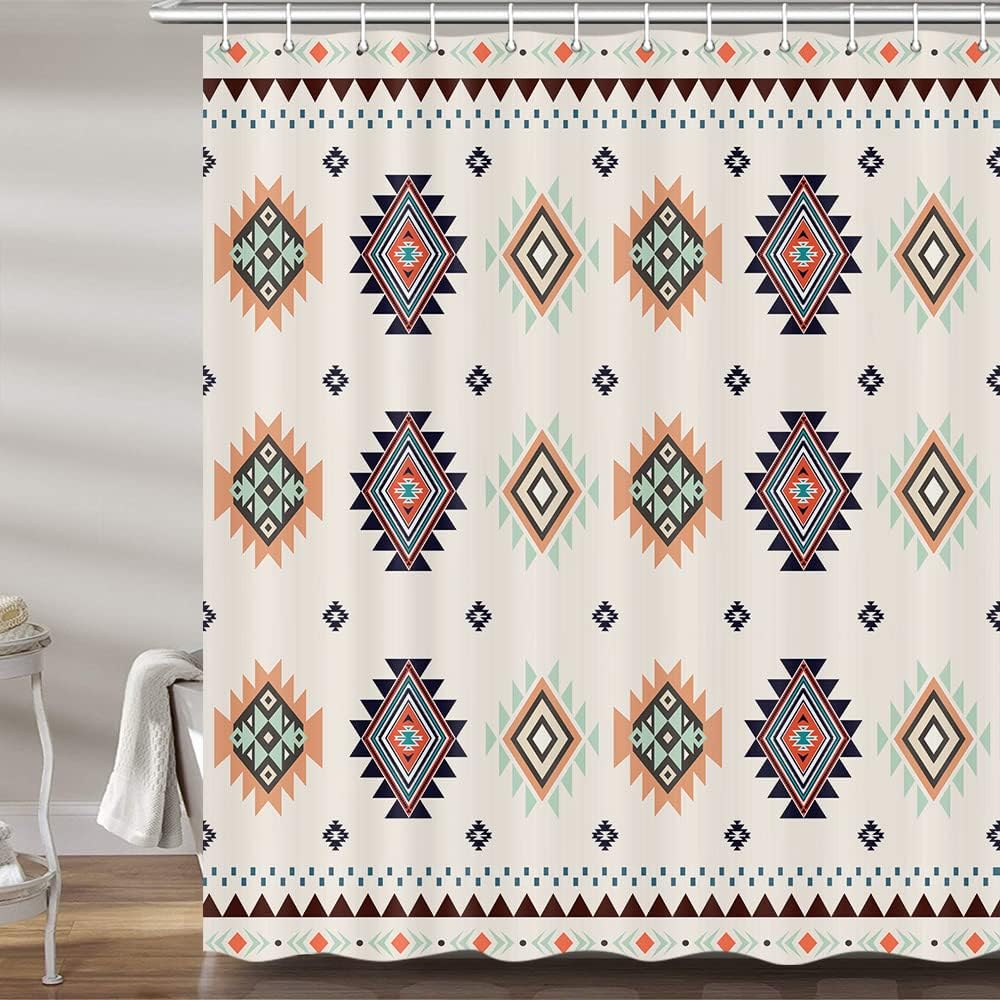 Beige Southwestern Tribal Shower Curtain