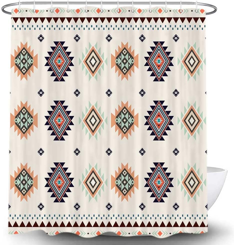 Beige Southwestern Tribal Shower Curtain - Image 3