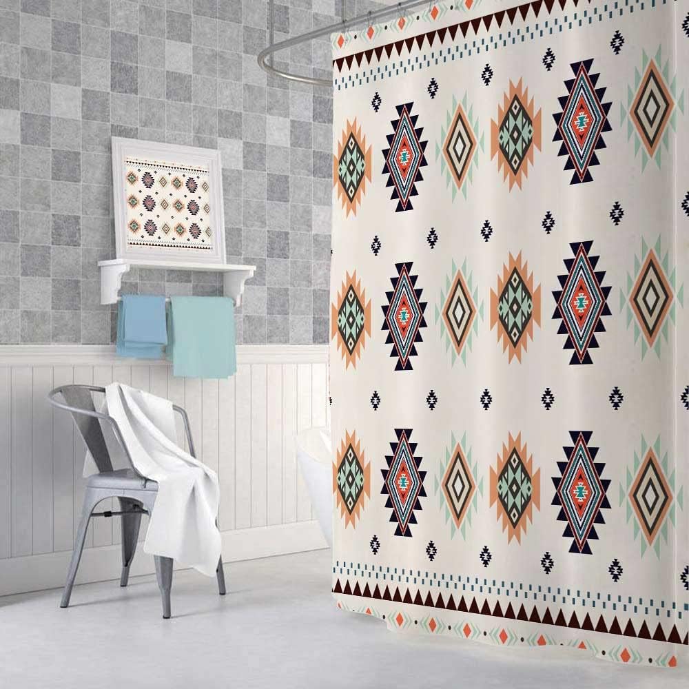 Beige Southwestern Tribal Shower Curtain - Image 4