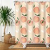 Beige Summer Leaf Watercolor Shower Curtain, Fruit Leaves Bathroom Decor, Colorful Waterproof Cloth Curtain