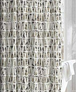 Beige Taupe Grey Camo Fabric Shower Curtain, Geometric Naturals Bathroom Decor