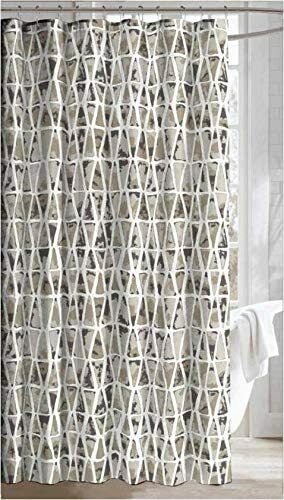 Beige Taupe Grey Camo Fabric Shower Curtain, Geometric Naturals Bathroom Decor