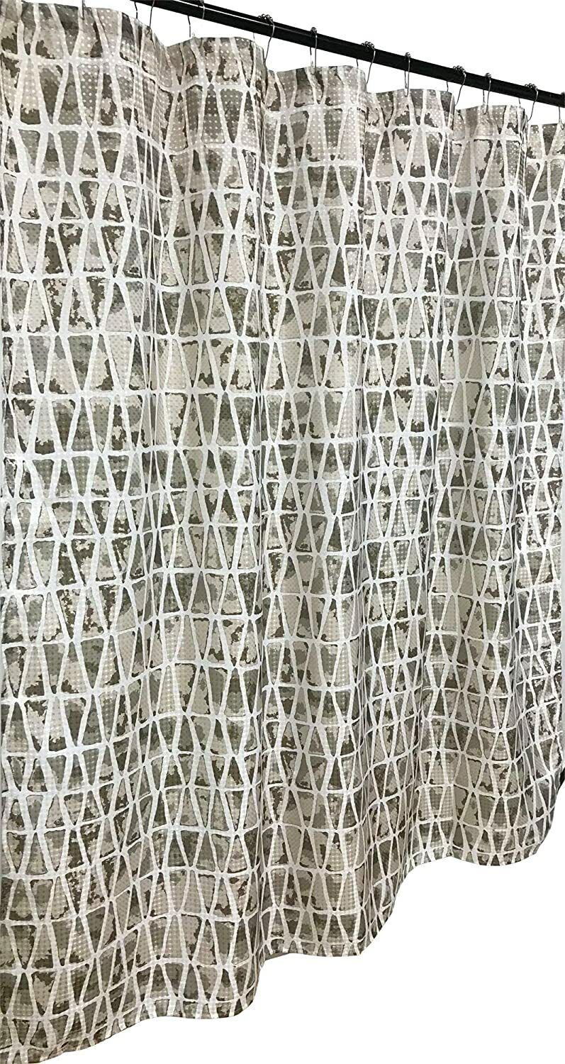 Beige Taupe Grey Camo Fabric Shower Curtain, Geometric Naturals Bathroom Decor