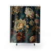 Belgian Jacquard Woven Floral Shower Curtain with Multicolored Flowers