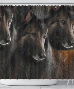 Belgian Tervuren Dog Print Shower Curtain, Dog Lover Bathroom Decor