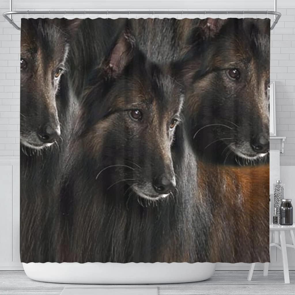 Belgian Tervuren Dog Print Shower Curtain, Dog Lover Bathroom Decor