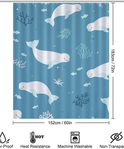 Beluga Whale Personalized Shower Curtain - Bathroom Decor For Ocean Lovers