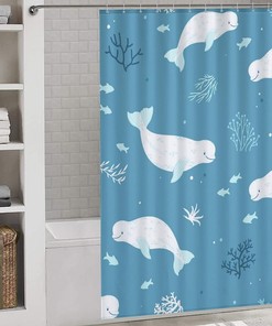 Beluga Whale Personalized Shower Curtain - Bathroom Decor For Ocean Lovers