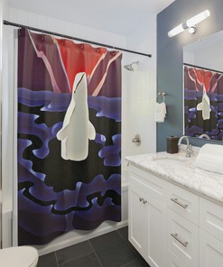 Beluga Whale Shower Curtain for Oceanic Bathroom Decor, 72x72 - Unique Bathroom Decor