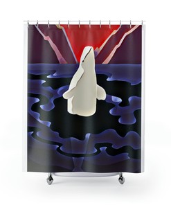 Beluga Whale Shower Curtain for Oceanic Bathroom Decor, 72x72 - Unique Bathroom Decor