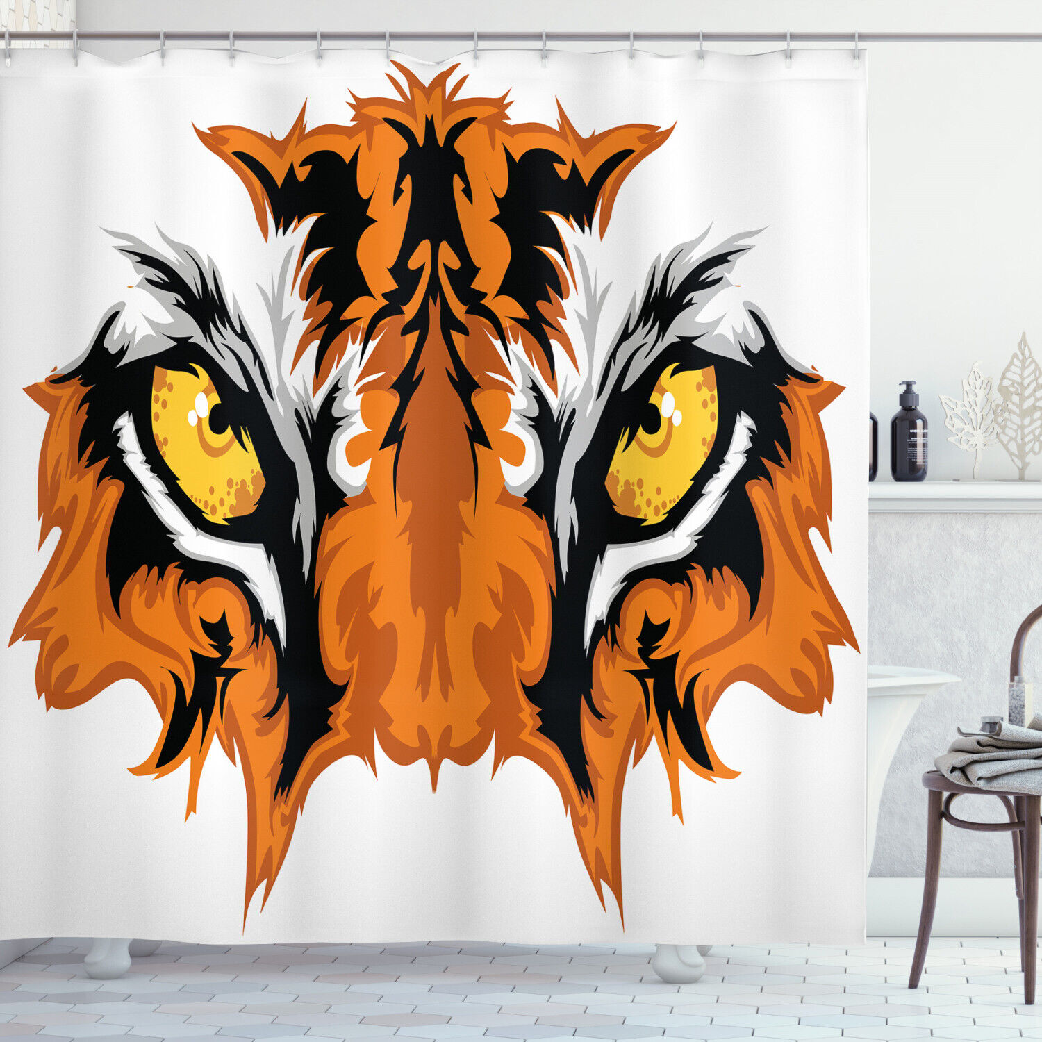 Bengal Cat African Print Eye Shower Curtain, Unique Bathroom Decor