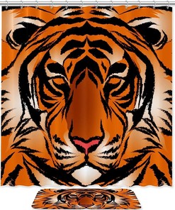 Bengal Tiger Stripe Waterproof Shower Curtain, Jungle Bathroom Decor