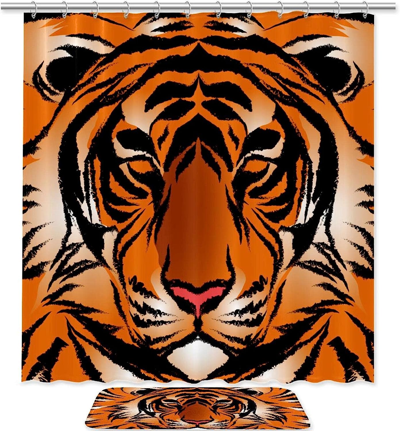 Bengal Tiger Stripe Waterproof Shower Curtain, Jungle Bathroom Decor