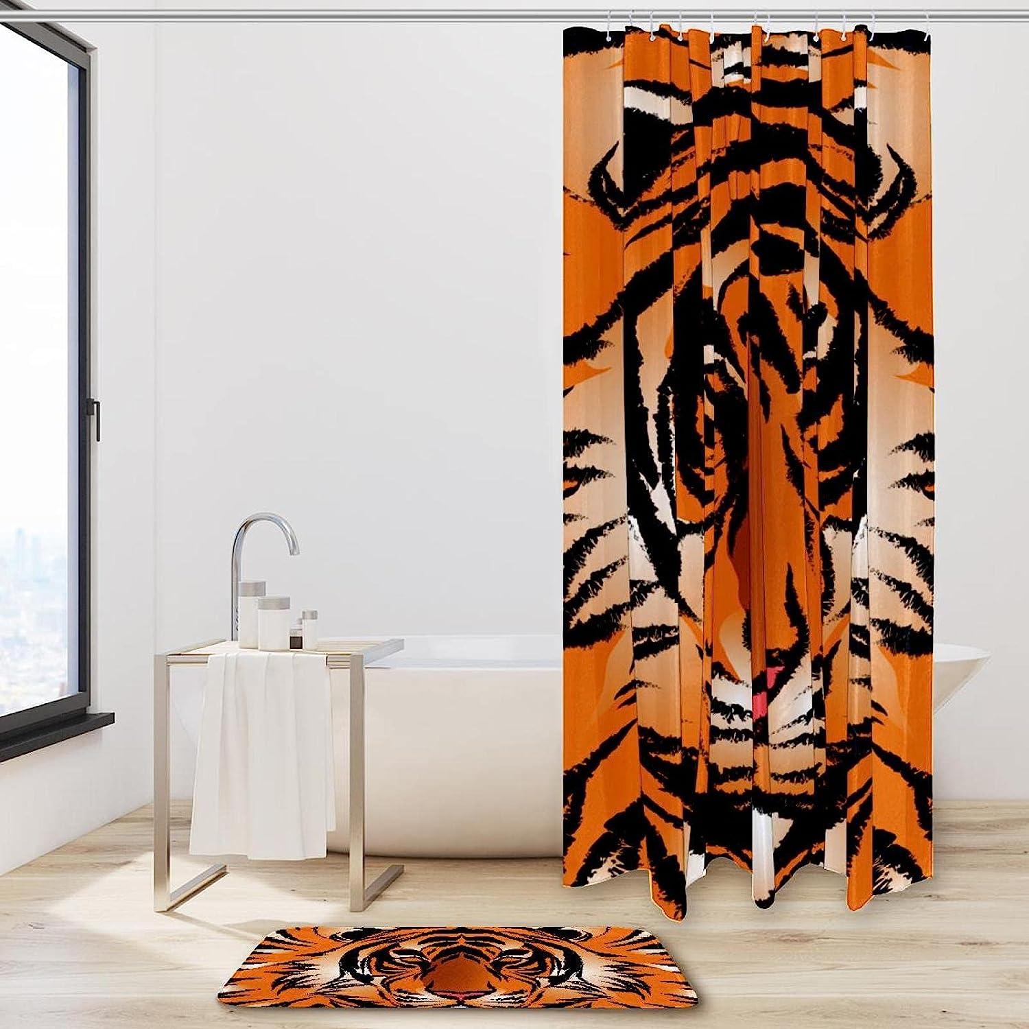 Bengal Tiger Stripe Waterproof Shower Curtain, Jungle Bathroom Decor - Image 2