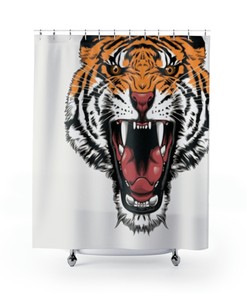Bengal Tiger Tattoo Style Shower Curtain for Men's Bathroom Decor