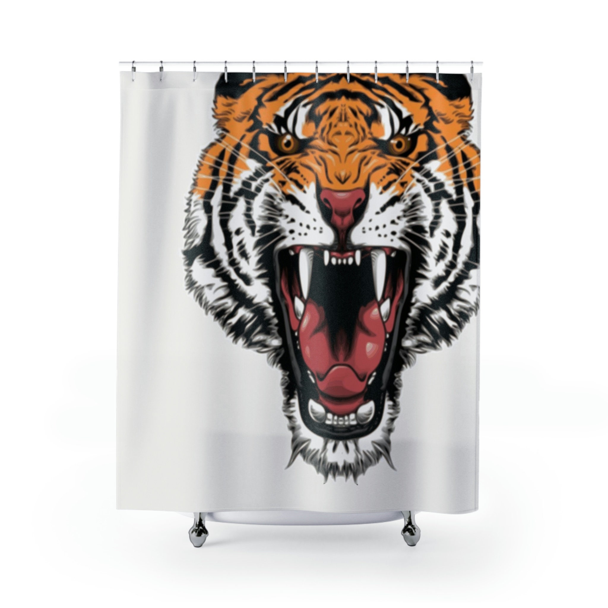 Bengal Tiger Tattoo Style Shower Curtain for Men's Bathroom Decor
