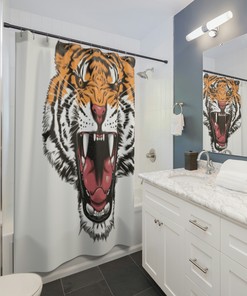 Bengal Tiger Tattoo Style Shower Curtain for Men's Bathroom Decor