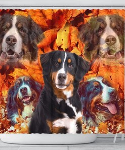 Bernese Mountain Dog Print Shower Curtain, Dog Lover Bathroom Decor